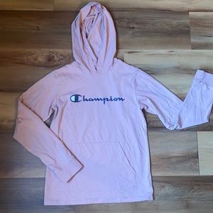 Champion youth XL long sleeve T-shirt hoodie light pink